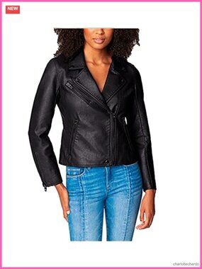 Semi Fitted Vegan Leather Motorcycle Jacket Asymmetrical Zip Moto Biker